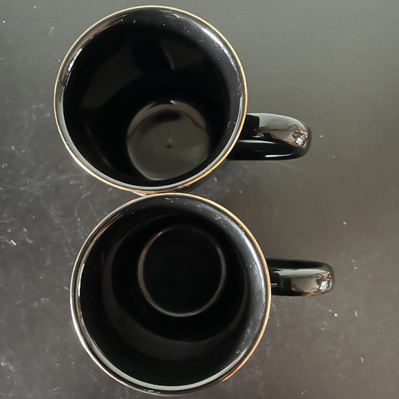 Pair of Otagiri Japan Mugs ~ Hummingbird ~ Duck ~ Black w/ Metallic Gold - Picture 7 of 9